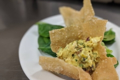 Curried Chicken Salad in a Wonton Crisp